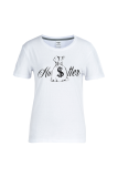 White Street Daily Print Patchwork Letter O Neck T-Shirts
