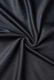 Black Sexy Print Patchwork O Neck One Step Skirt Dresses
