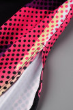 Colour Sexy Print Patchwork O Neck Pencil Skirt Dresses