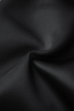 Black Casual Elegant Solid Patchwork O Neck One Step Skirt Dresses