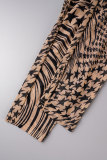 Black Sexy Print Patchwork See-through Backless Half A Turtleneck Sleeveless Two Pieces