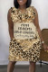 Leopard Print Casual Print Patchwork V Neck Straight Dresses
