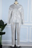 Silver Street Bronzing Patchwork Turndown Collar Long Sleeve Two Pieces