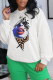 White Daily Vintage Print Patchwork O Neck Tops
