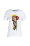 White Street Daily Print Patchwork O Neck T-Shirts