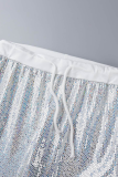 Silver Street Bronzing Patchwork Turndown Collar Long Sleeve Two Pieces