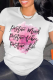 White Casual Daily Print Patchwork Letter O Neck T-Shirts