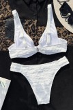 White Sexy Solid Backless Swimwears (With Paddings)