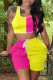 Yellow Pink Casual Sportswear Solid Patchwork U Neck Sleeveless Two Pieces