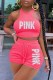 Pink Casual Print Letter Sleeveless Two Pieces