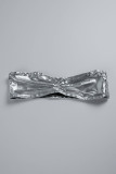 Silver Sexy Solid Backless Strapless Sleeveless Two Pieces