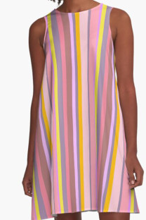 Pink Yellow Casual Print Patchwork O Neck A Line Dresses