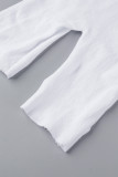White Sexy Solid Basic O Neck Skinny Romper