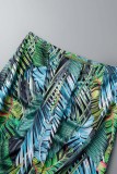 Green Casual Print Tassel Patchwork Skinny High Waist Conventional Patchwork Skirts