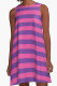 Deep Pink Casual Print Patchwork O Neck A Line Dresses