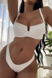 White Sexy Solid Backless Swimwears (With Paddings)