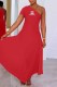 Red Casual Print Letter One Shoulder Irregular Dress Dresses