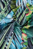Green Casual Print Tassel Patchwork Skinny High Waist Conventional Patchwork Skirts