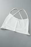 Rose Red Sexy Solid Hollowed Out Backless Spaghetti Strap Sleeveless Two Pieces