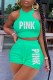 Light Green Casual Print Letter Sleeveless Two Pieces