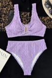 Purple Sexy Solid Backless Swimwears (With Paddings)