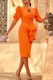 Orange Sexy Print Slit Fold Letter O Neck One Step Skirt Dresses