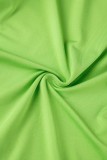 Green Sexy Casual Solid Backless Fold Spaghetti Strap Wrapped Skirt Dresses