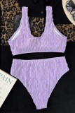 Purple Sexy Solid Backless Swimwears (With Paddings)