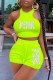 Fluorescent Green Casual Print Letter Sleeveless Two Pieces
