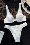White Sexy Solid Backless Swimwears (With Paddings)