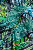Green Casual Print Tassel Patchwork Skinny High Waist Conventional Patchwork Skirts