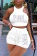 White Casual Print Letter Sleeveless Two Pieces