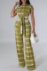 Olive Green Casual Print Patchwork Frenulum O Neck Short Sleeve Two Pieces