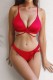 Red Sexy Solid Bandage Backless Swimwears (With Paddings)