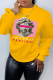 Yellow Street Vintage Print Patchwork O Neck Tops