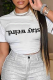 White Daily Print Patchwork O Neck T-Shirts