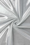 Silver Sexy Solid Patchwork Halter One Step Skirt Dresses