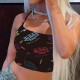 Black Red Sexy Casual Print Backless Vests Spaghetti Strap Tops