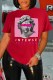 Red Street Daily Print Patchwork O Neck T-Shirts