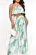 Green Sexy Casual Print Bandage Backless Halter Sleeveless Two Pieces