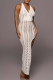 White Sexy Solid Bandage Hollowed Out Patchwork Backless Slit Swimwears Cover Up