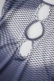 Grey Sexy Print Hollowed Out Patchwork U Neck Pencil Skirt Dresses