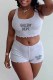Light Gray Casual Print Letter U Neck Sleeveless Two Pieces