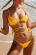 Yellow Sexy Solid Bandage Backless Swimwears (With Paddings)