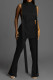 Black Elegant Solid Bandage Hollowed Out Sleeveless Two Pieces