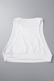 White Casual Solid Patchwork Fold O Neck Sleeveless Two Pieces
