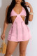 Pink Sexy Solid Bandage Hollowed Out Patchwork Swimwears Cover Up