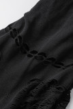 Black Sexy Solid Hollowed Out See-through Half A Turtleneck Sleeveless Dress Dresses