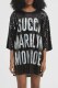Black Casual Letter Sequins O Neck Straight Dresses