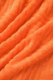 Orange Sexy Solid Bandage Backless Halter Sleeveless Two Pieces